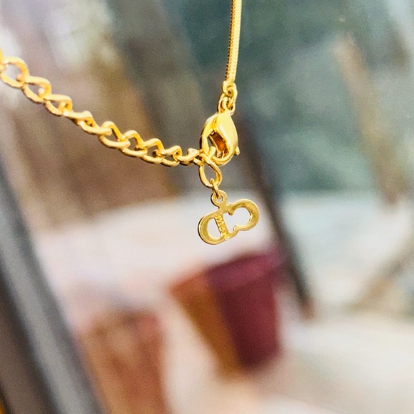 Dior: CD Logo Y2K Necklace (Gold) - Picture 3 of 10